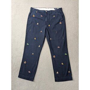 Polo Ralph Lauren Pants 38x30 Chino Classic Cotton Twill Embroidered Skull Dog